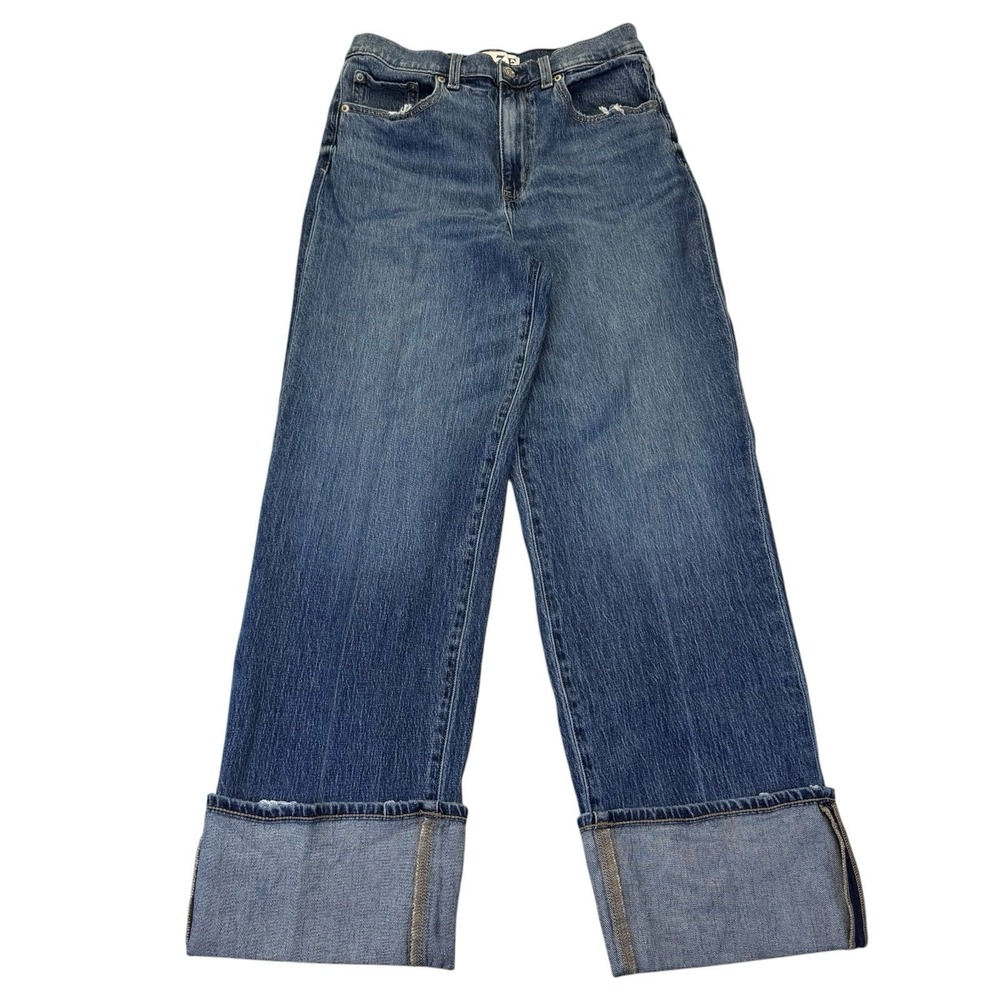 Daze Women's Eastside Cuff Jean-Rush Hour Size 28 Blue Denim High Waist - Picture 2 of 12